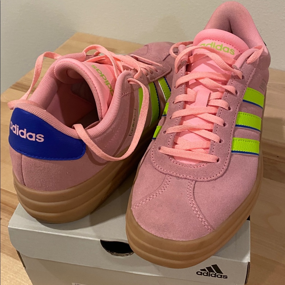 Adidas Pink and Lime Green Trainers